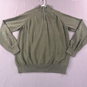 Timberland Sweater Mens Large Green Knitted Regular‎ Fit Long Sleeve Quarter Zip